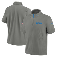 Detroit Lions 2024 Sideline Coach Short Sleeve Half-Zip Hoodie Jacket - Gray | Nike for sale