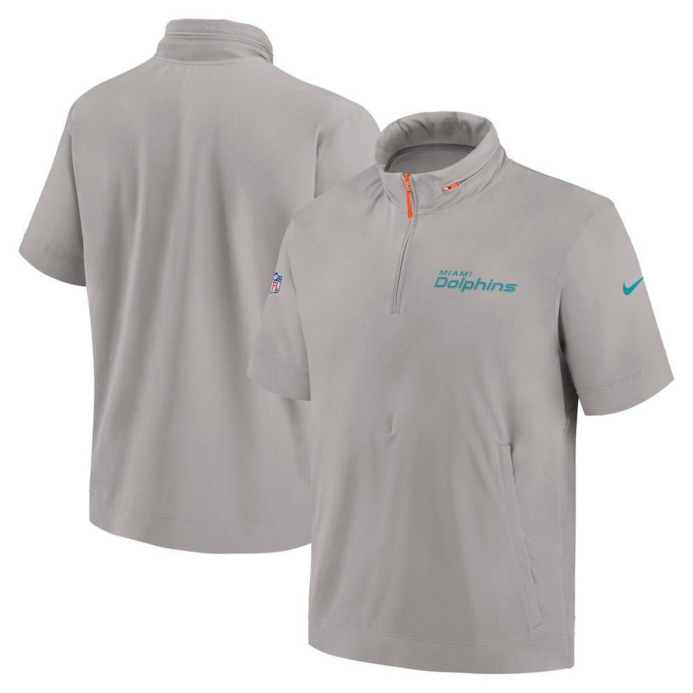 Miami Dolphins 2024 Sideline Coach Short Sleeve Half-Zip Hoodie Jacket - Gray | Nike cheap