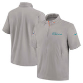 Miami Dolphins 2024 Sideline Coach Short Sleeve Half-Zip Hoodie Jacket - Gray | Nike cheap