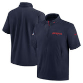 New England Patriots 2024 Sideline Coach Short Sleeve Half-Zip Hoodie Jacket - Navy | Nike on sale