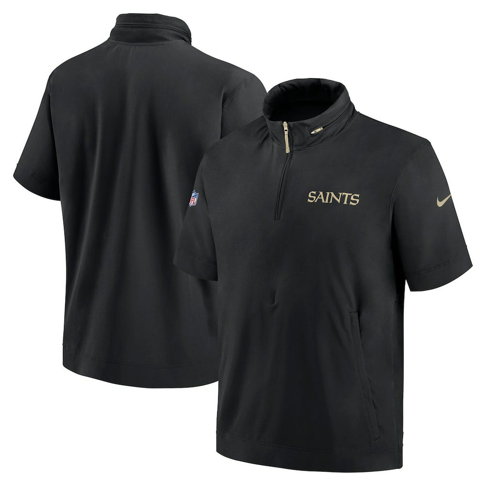 New Orleans Saints 2024 Sideline Coach Short Sleeve Half-Zip Hoodie Jacket - Black | Nike sale