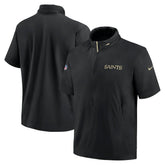 New Orleans Saints 2024 Sideline Coach Short Sleeve Half-Zip Hoodie Jacket - Black | Nike sale