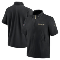 New Orleans Saints 2024 Sideline Coach Short Sleeve Half-Zip Hoodie Jacket - Black | Nike sale