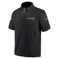 New Orleans Saints 2024 Sideline Coach Short Sleeve Half-Zip Hoodie Jacket - Black | Nike sale