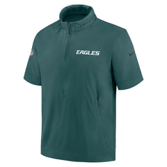 Philadelphia Eagles 2024 Sideline Coach Short Sleeve Half-Zip Hoodie Jacket - Midnight Green | Nike online