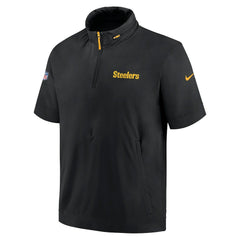 Pittsburgh Steelers 2024 Sideline Coach Short Sleeve Half-Zip Hoodie Jacket - Black | Nike on sale