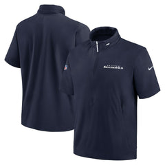 Seattle Seahawks 2024 Sideline Coach Short Sleeve Half-Zip Hoodie Jacket - College Navy | Nike cheap
