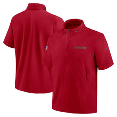 Tampa Bay Buccaneers 2024 Sideline Coach Short Sleeve Half-Zip Hoodie Jacket - Red | Nike outlet