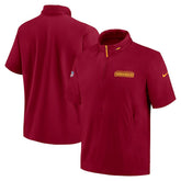 Washington Commanders 2024 Sideline Coach Short Sleeve Half-Zip Hoodie Jacket - Burgundy | Nike on sale