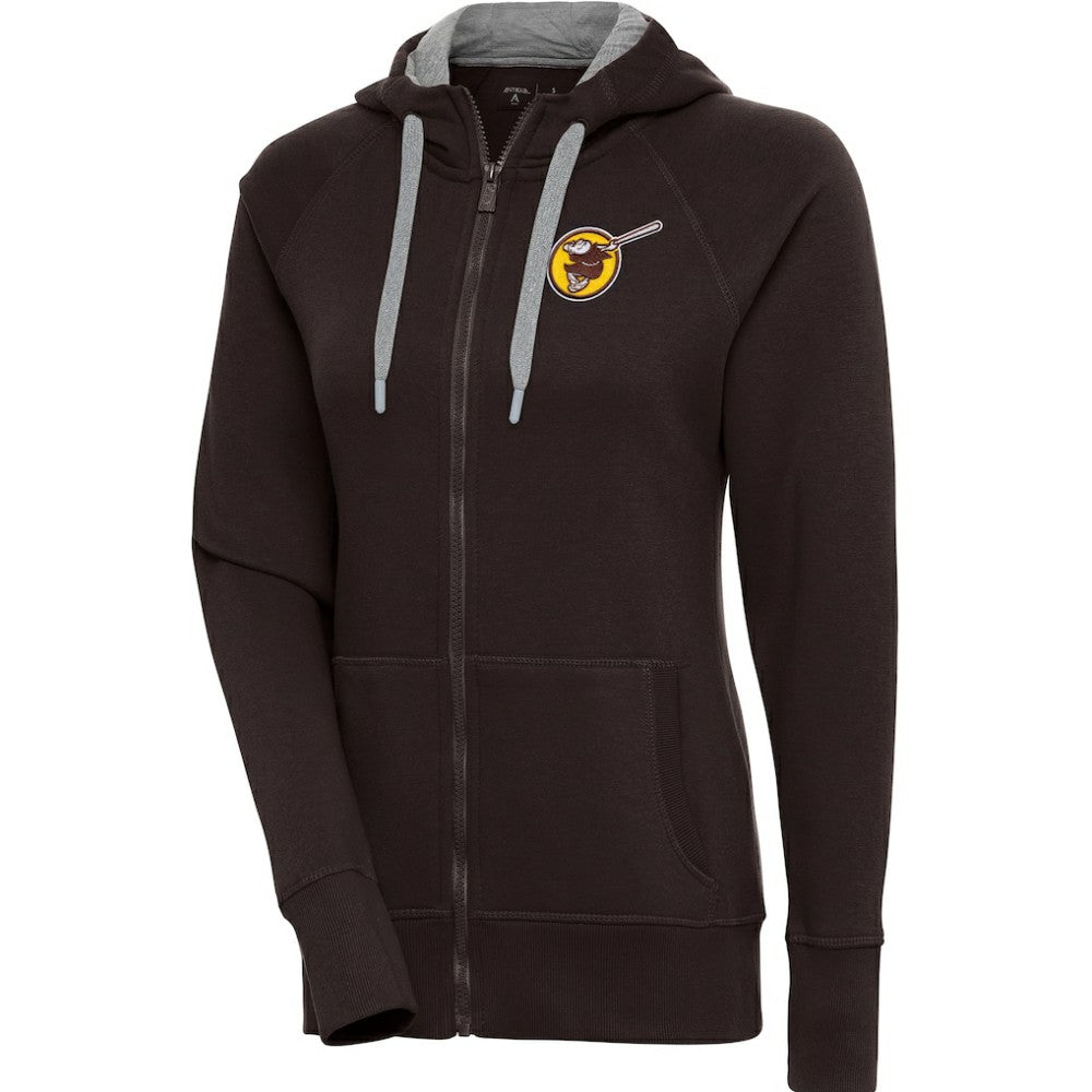San Diego Padres Antigua Women's Cooperstown Victory Full-Zip Hoodie - Brown