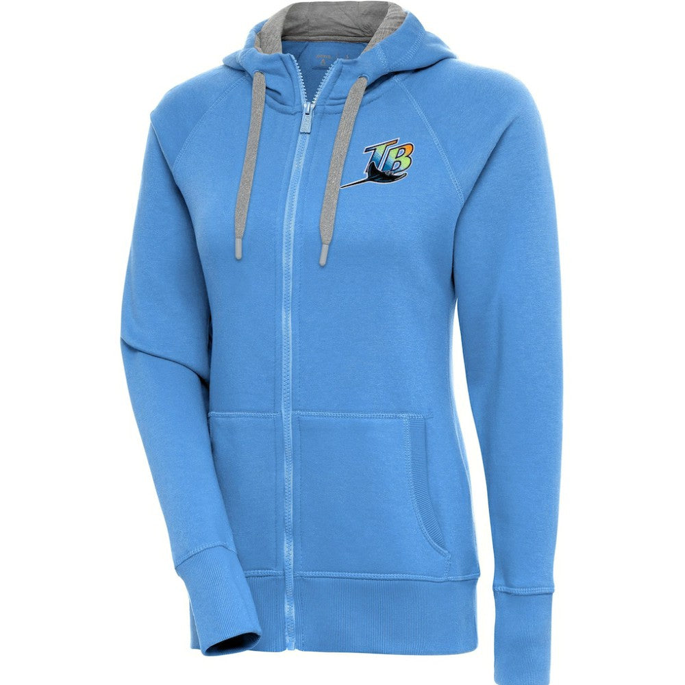 Tampa Bay Rays Antigua Women's Cooperstown Victory Full-Zip Hoodie - Powder Blue