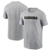 Las Vegas Raiders Primetime Wordmark Essential T-Shirt - Heather Gray | Nike sale