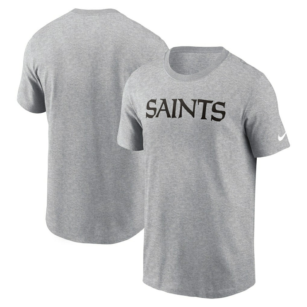 New Orleans Saints Primetime Wordmark Essential T-Shirt - Heather Gray | Nike discount
