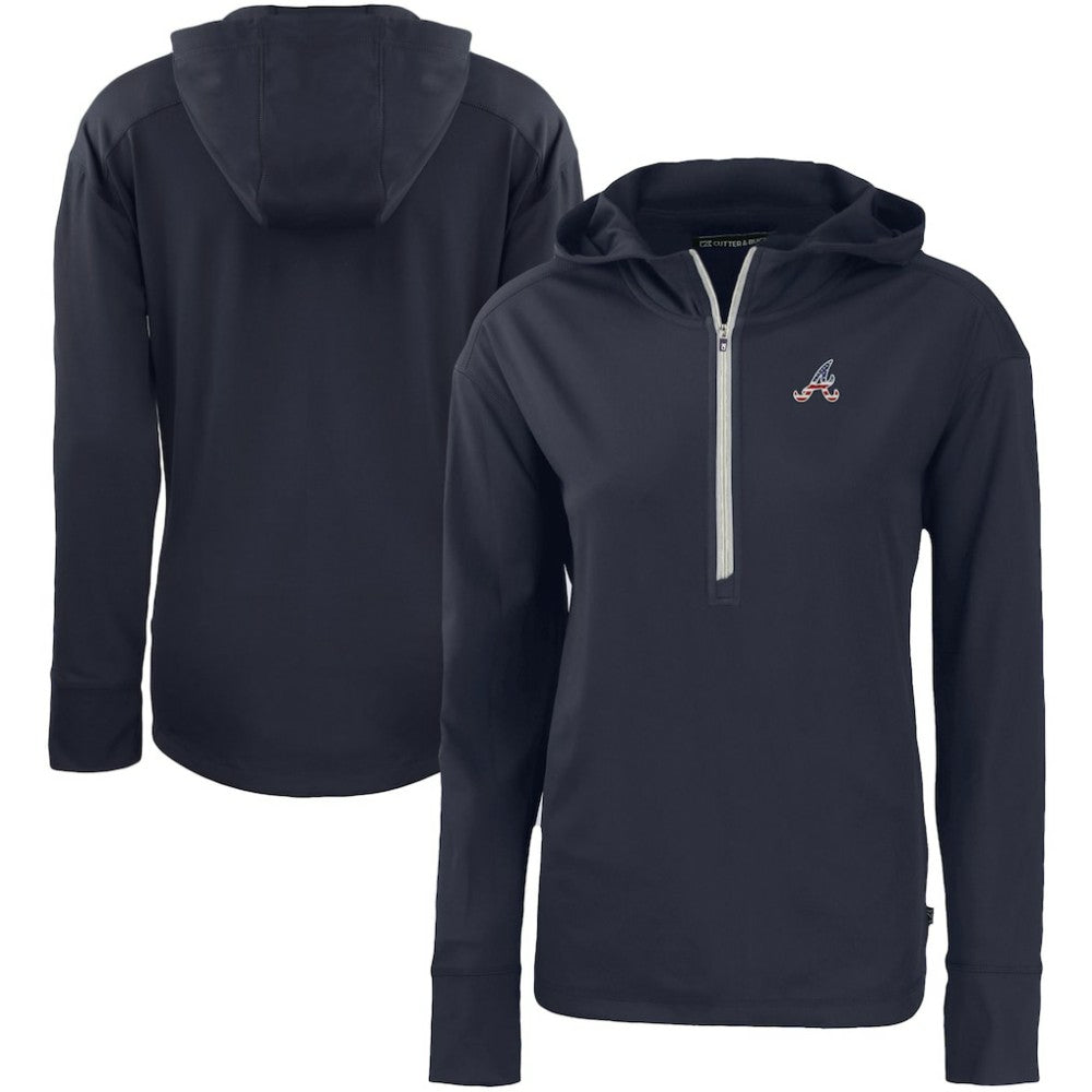 Atlanta Braves Cutter & Buck Women's Daybreak Eco Recycled Half-Zip Hoodie - Navy