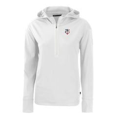 Minnesota Twins Cutter & Buck Women's Daybreak Eco Recycled Half-Zip Hoodie - White