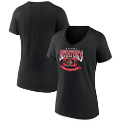 Ottawa Senators Women's Slapshot V-Neck T-Shirt Black