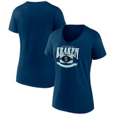 Seattle Kraken Women's Slapshot V-Neck T-Shirt Deep Sea Blue