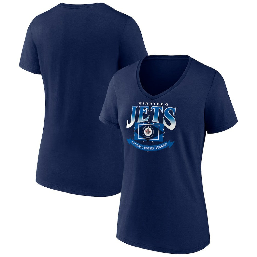 Winnipeg Jets Women's Slapshot V-Neck T-Shirt Navy