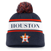 Houston Astros Team Stripe Peak Cuffed Knit Hat with Pom - Navy | Nike