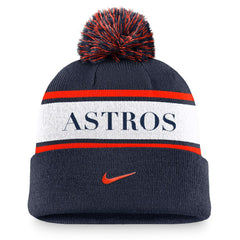 Houston Astros Team Stripe Peak Cuffed Knit Hat with Pom - Navy | Nike