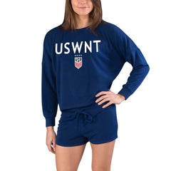 USWNT Concepts Sport Women's Gather Long Sleeve Top & Shorts Set - Navy shop