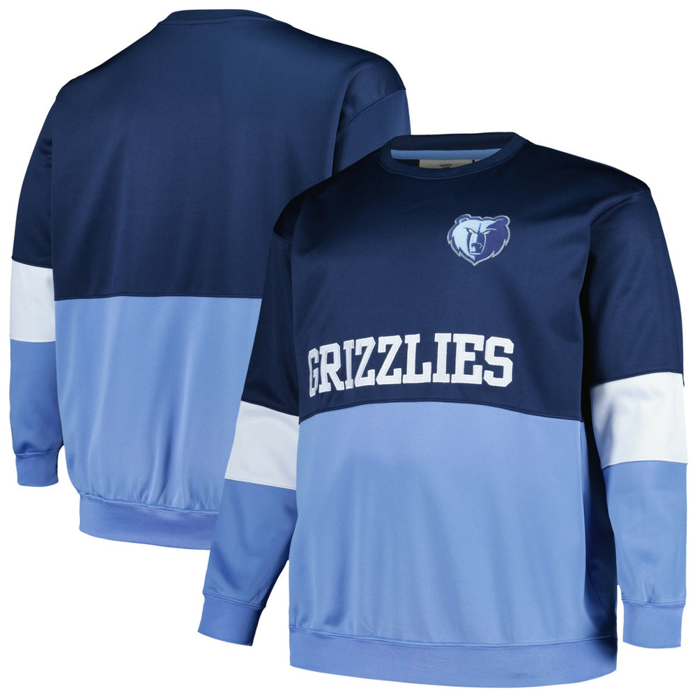 Memphis Grizzlies Big & Tall Split Pullover Sweatshirt - Navy/Light Blue | Fanatics online