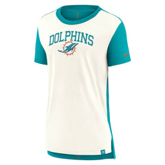 Miami Dolphins Women's Wordmark Tri-Blend T-Shirt - Cream/Aqua | Nike for sale