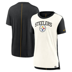 Pittsburgh Steelers Women's Wordmark Tri-Blend T-Shirt - Cream/Black | Nike discount
