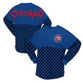 Chicago Cubs Women's Checker Print Long Sleeve T-Shirt - Royal