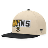 Boston Bruins Fanatics Goalaso Snapback Hat Cream/Black