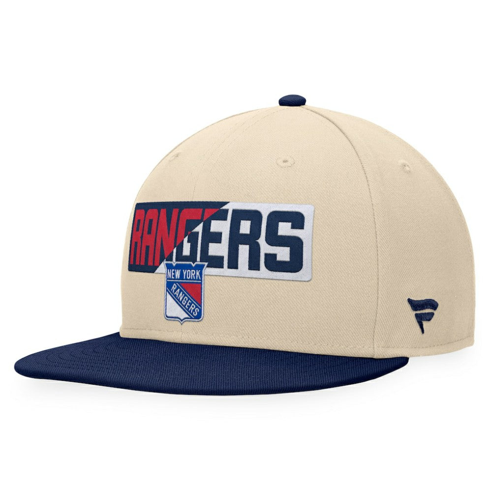 New York Rangers Fanatics Goalaso Snapback Hat Cream/Navy