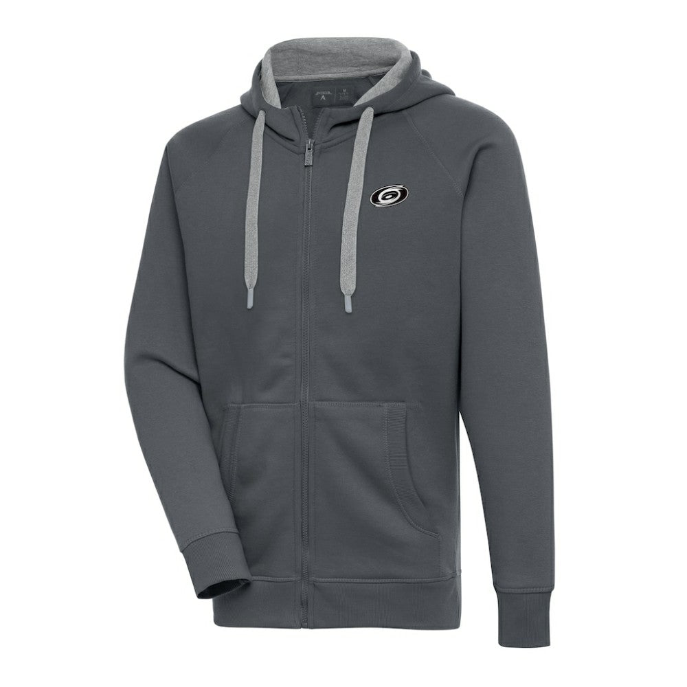Carolina Hurricanes Antigua Metallic Logo Victory Full-Zip Hoodie Charcoal