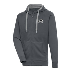 Colorado Avalanche Antigua Metallic Logo Victory Full-Zip Hoodie Charcoal