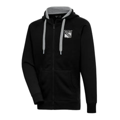 New York Rangers Antigua Metallic Logo Victory Full-Zip Hoodie Black