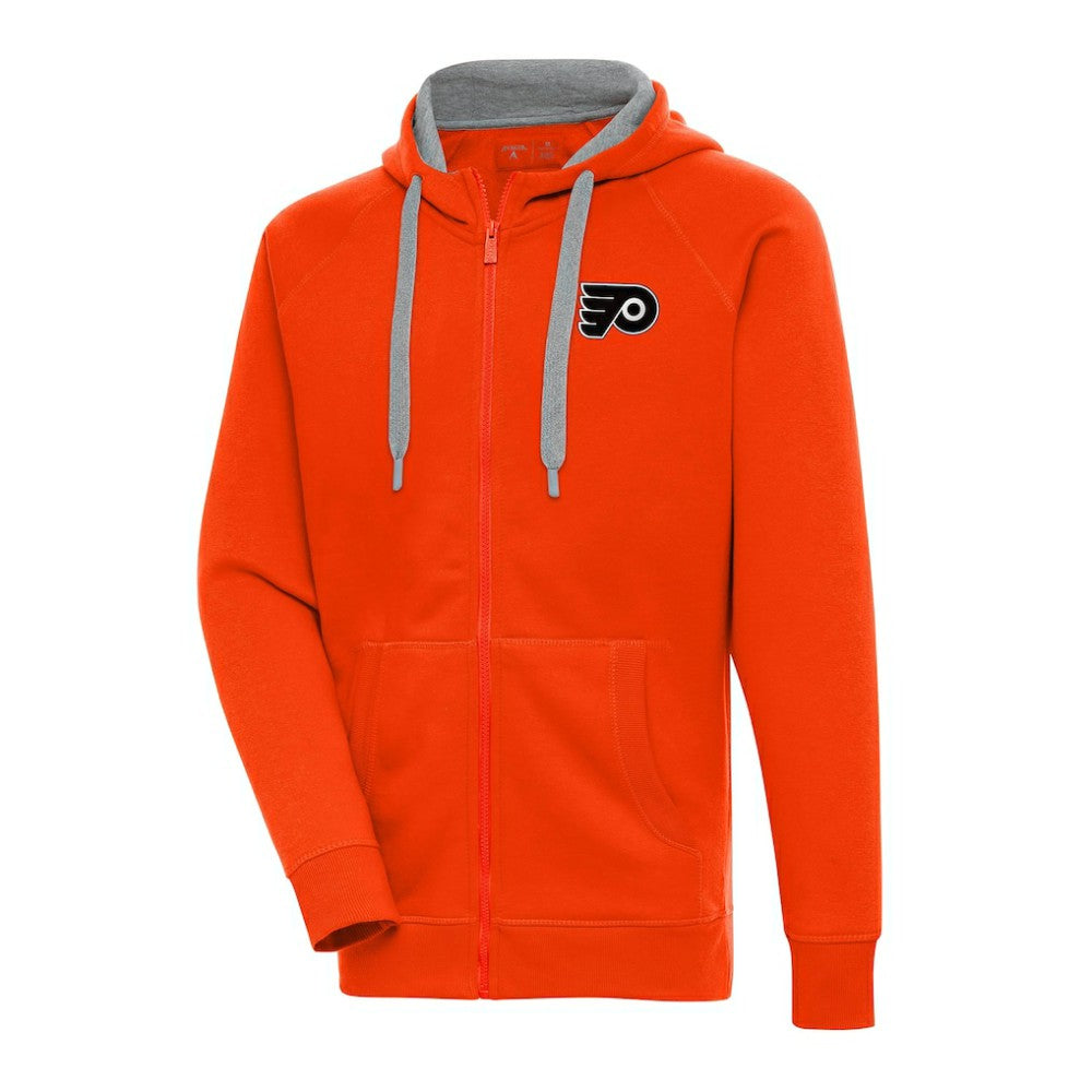 Philadelphia Flyers Antigua Metallic Logo Victory Full-Zip Hoodie Orange