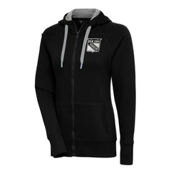 New York Rangers Antigua Women's Metallic Logo Victory Full-Zip Hoodie Black