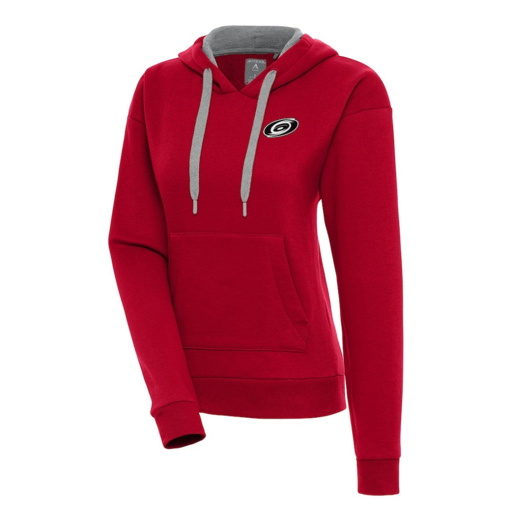 Carolina Hurricanes Antigua Women's Metallic Logo Victory Pullover Hoodie Red