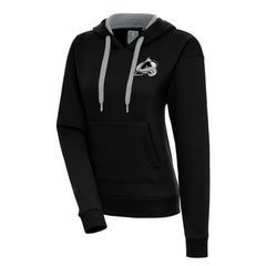 Colorado Avalanche Antigua Women's Metallic Logo Victory Pullover Hoodie Black