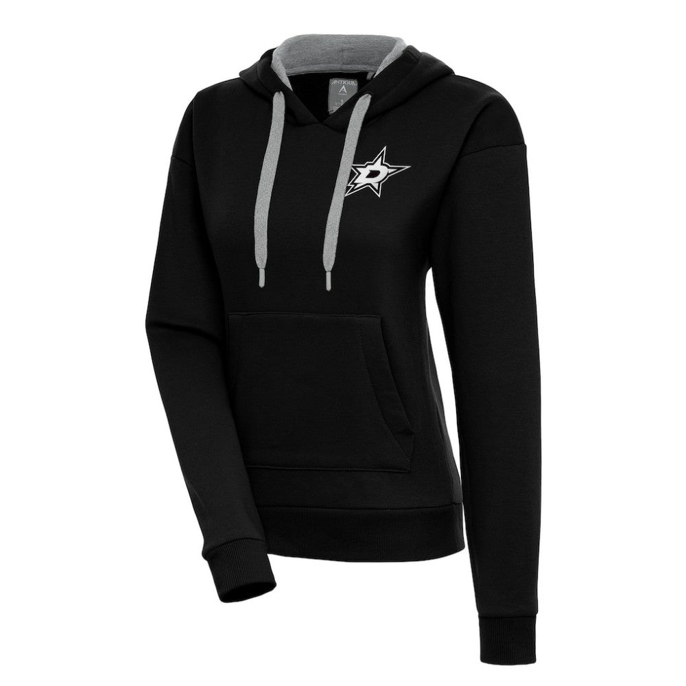 Dallas Stars Antigua Women's Metallic Logo Victory Pullover Hoodie Black