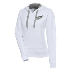 Detroit Red Wings Antigua Women's Metallic Logo Victory Pullover Hoodie White