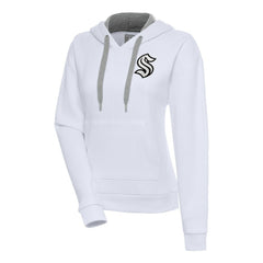 Seattle Kraken Antigua Women's Metallic Logo Victory Pullover Hoodie White