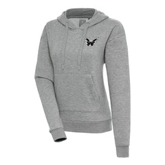 Washington Capitals Antigua Women's Metallic Logo Victory Pullover Hoodie Heather Gray