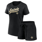 New Orleans Saints Women's Start to Finish T-Shirt & Shorts Combo Pack - Black discount