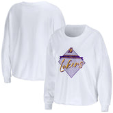 Los Angeles Lakers WEAR by Erin Andrews Women's Cropped Long Sleeve T-Shirt - White outlet