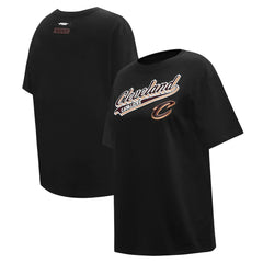 Cleveland Cavaliers Pro Standard Women's Script Boyfriend T-Shirt sale - Black discount