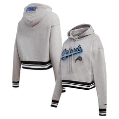 Orlando Magic Pro Standard Women's Script Tail Cropped Pullover Hoodie - Heather Gray shop