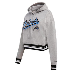 Orlando Magic Pro Standard Women's Script Tail Cropped Pullover Hoodie - Heather Gray shop
