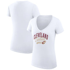 Cleveland Cavaliers G-III 4Her by Carl Banks Women's Super-Slim Fit Lightweight Filigree Logo V-Neck T-Shirt sale - White online