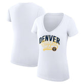 Denver Nuggets G-III 4Her by Carl Banks Women's Super-Slim Fit Lightweight Filigree Logo V-Neck T-Shirt sale - White discount