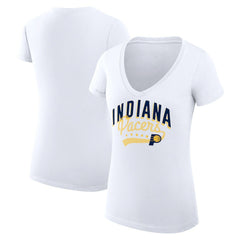 Indiana Pacers G-III 4Her by Carl Banks Women's Super-Slim Fit Lightweight Filigree Logo V-Neck T-Shirt - White discount